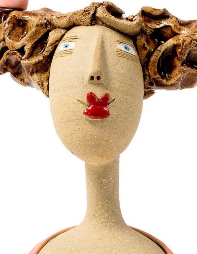 Crazy Lady Petite Round Mustard by Brid Lyons head deatail